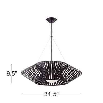 Possini Euro Design Planet Black Large Pendant Light 31 1/2" Wide Mid Century Modern White Glass For Dining Room House Foyer Kitchen Island Entryway - Image 6