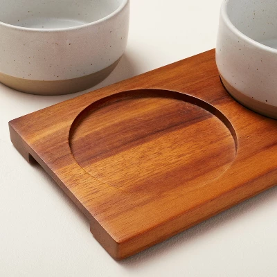 Wood Paddle With 4 Speckled Stoneware Bowls - Hearth & Hand⢠With Magnolia - Image 3