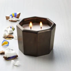 Octagonal Ceramic Cashmere & Suede Fall Jar Candle Metallic Bronze - Hearth & Hand⢠With Magnolia