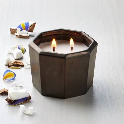 Octagonal Ceramic Cashmere & Suede Fall Jar Candle Metallic Bronze - Hearth & Hand⢠With Magnolia