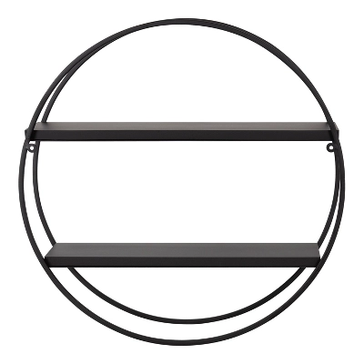 24" Diameter Sequoia Wood And Metal Round Wall Shelf - Kate & Laurel All Things Decor - Image 3