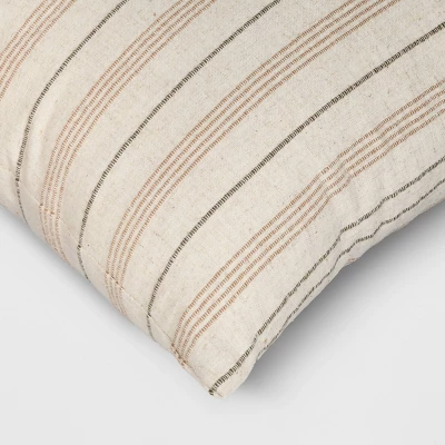 Cotton Flax Woven Striped Square Throw Pillow - Threshold⢠- Image 3