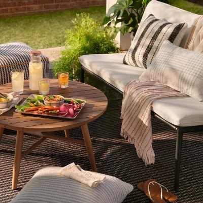 Cushioned Metal Outdoor Loveseat - Cream/Black - Hearth & Hand⢠With Magnolia - Image 6