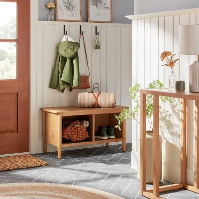 Engineered Stripes Woven Stadium Blanket Terracotta Brown - Hearth & Hand⢠With Magnolia