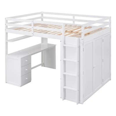 Full Size Loft Bed With Drawers, Desk And Wardrobe - ModernLuxe - Image 5