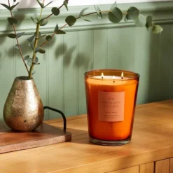 Colored Vase Glass With Dustcover Mandarin & Guava Candle Orange - Thresholdâ˘