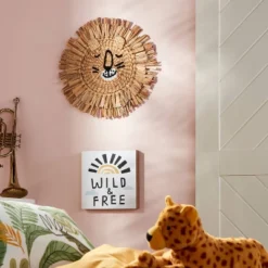 Water Hyacinth Lion Head Kids' Wall DĂŠcor Natural - Pillowfortâ˘