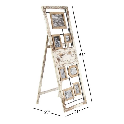 Wood 6 Slot Wall Photo Frame With Floor Stand Brown - Olivia & May - Image 2