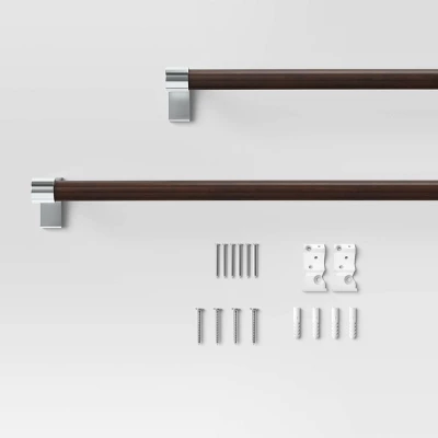Dark Faux Wood Curtain Rod Nickel - Threshold⢠- Image 2