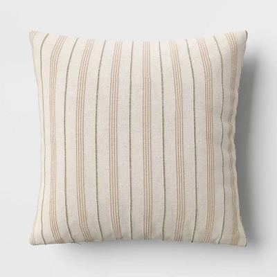 Cotton Flax Woven Striped Square Throw Pillow - Threshold⢠- Image 4