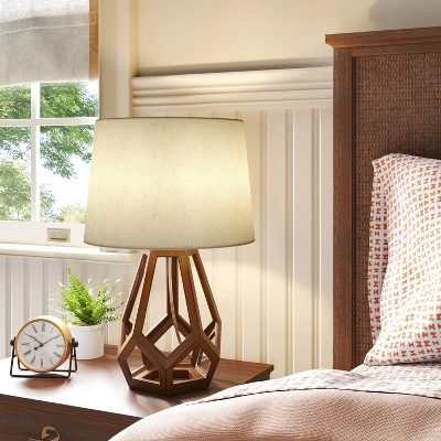 Large Wood Geo Assembled Table Lamp - Thresholdâ˘