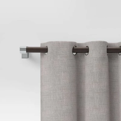 Dark Faux Wood Curtain Rod Nickel - Thresholdâ˘
