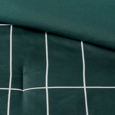 Grid Print Microfiber Reversible Comforter & Sheet Set Dark Green - Room Essentials⢠- Image 4