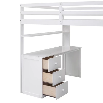 Full Size Loft Bed With Drawers, Desk And Wardrobe - ModernLuxe - Image 11