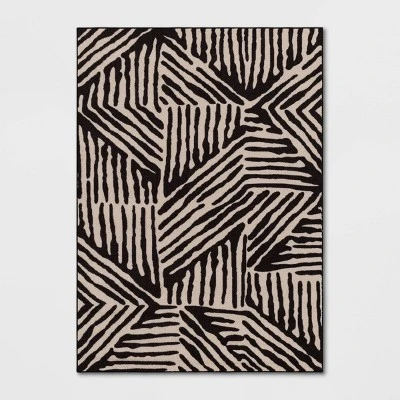 Abstract Lines Rug Black/Tan - Threshold⢠- Image 4