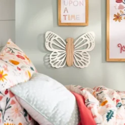 Butterfly Wood Lit Kids' Wall Decor Cream - Pillowfortâ˘