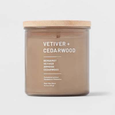 Glass Jar Vetiver And Cedarwood Candle Brown - Threshold⢠- Image 3
