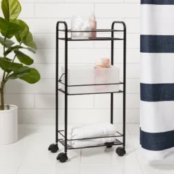 Metal Shower Caddy Tower Black - Room Essentialsā¢