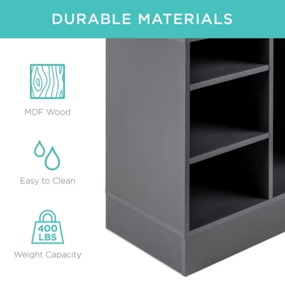 Best Choice Products 46in Shoe Storage Organization Rack Bench For Entryway, Bedroom W/ Padded Seat, 10 Cubbies - Gray - Image 4