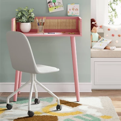 Rattan And Wood Kids' Desk Pink - Pillowfortâ˘
