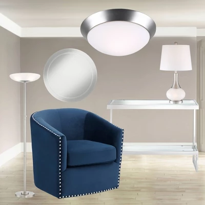 Possini Euro Design Meridian Light Blaster Modern Torchiere Floor Lamp 72" Tall Brushed Nickel LED Frosted Glass Shade For Living Room Bedroom Office - Image 8