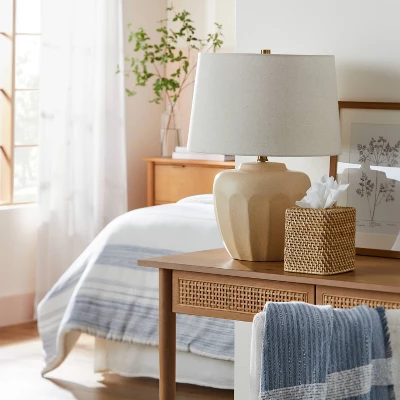 Faceted Ceramic Table Lamp Taupe/Cream (Includes LED Light Bulb) - Hearth & Hand⢠With Magnolia