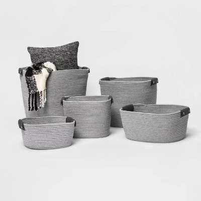 13" Half Coiled Rope Basket Gray - Brightroom⢠- Image 3