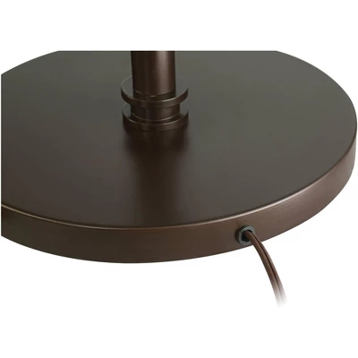 Possini Euro Design Industrial Floor Lamp Adjustable Arm 62.5" Tall Oiled Bronze Metal Light Brown Linen Drum Shade For Living Room Reading - Image 5