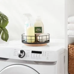 Divided Turntable Black Wire With Natural Wood - Brightroomâ˘