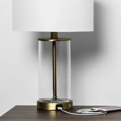 Fillable Accent With USB Table Lamp Brass - Threshold - Image 3