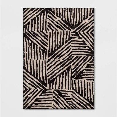 Abstract Lines Rug Black/Tan - Threshold⢠- Image 5