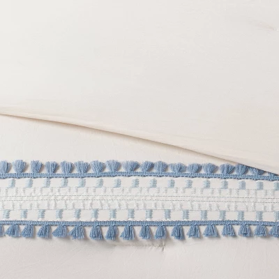 12pc Embroidered Fringe Stripe With Tassels Comforter & Sheet Bedding Set - Threshold⢠- Image 3