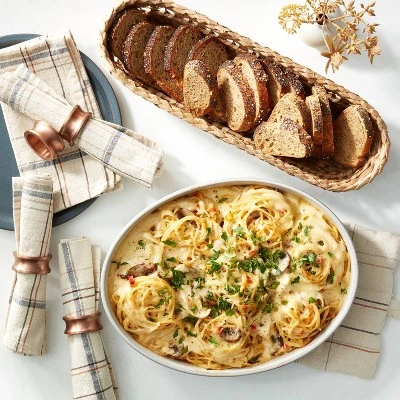 95oz Modern Rim Stoneware Oval Serving Bowl Cream/Clay - Hearth & Hand⢠With Magnolia