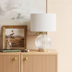 Small Ribbed Glass Lamp Base Clear - Thresholdâ˘