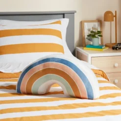 Rainbow Weighted Plush Kids' Throw Pillow White/Blush - Pillowfortâ˘