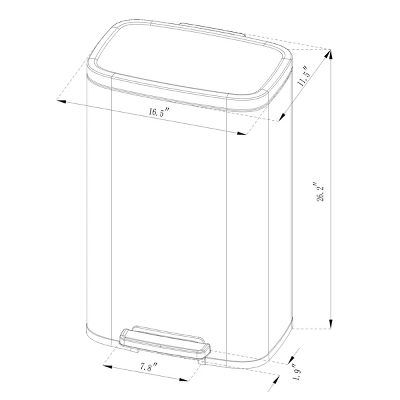 45L Rectangular Step Trash Can - Brightroom⢠- Image 3