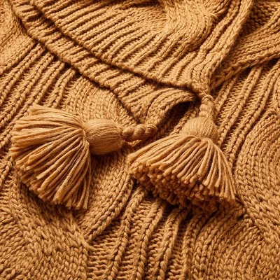Chunky Cable Knit Fall Throw Blanket Toasted Almond - Hearth & Hand⢠With Magnolia - Image 2
