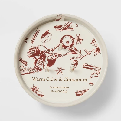 Textured Straight Side Ceramic Warm Cider & Cinnamon Candle White - Threshold⢠- Image 4