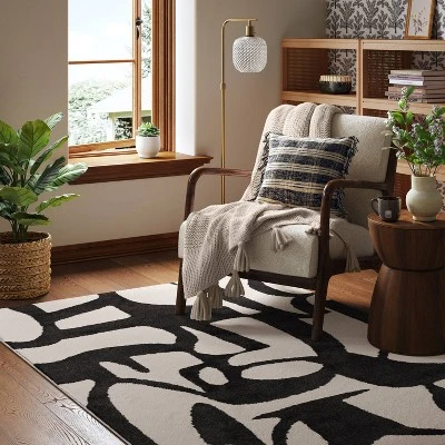 Abstract Inkblot Rug Black/White - Thresholdâ˘