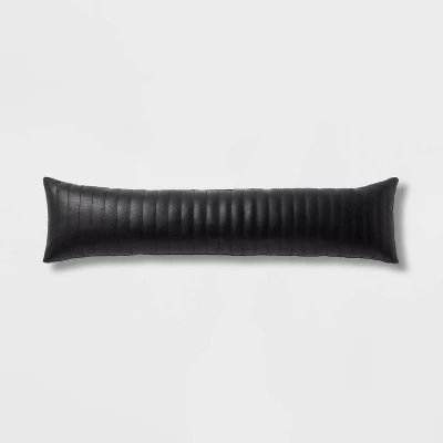Lumbar Faux Leather Channel Stitch Decorative Throw Pillow - Threshold⢠- Image 5