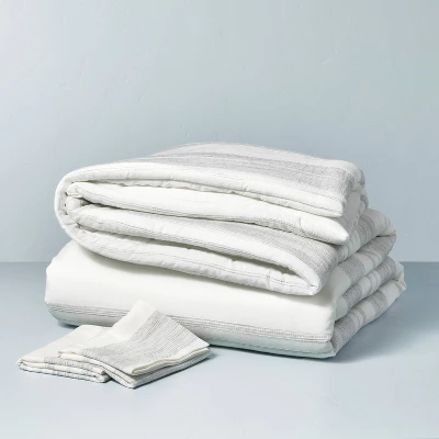 3pc Heathered Stripe Comforter Bedding Set - Hearth & Hand⢠With Magnolia - Image 2