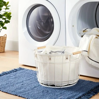 Wire & Fabric Laundry Hamper Sour Cream - Hearth & Hand⢠With Magnolia