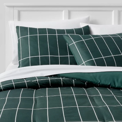 Grid Print Microfiber Reversible Comforter & Sheet Set Dark Green - Room Essentials⢠- Image 8