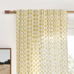 Faux Leather Cylinder Plated Curtain Rod Brass - Thresholdā¢