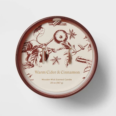 20oz Glass Woodwick Warm Cider & Cinnamon Candle - Threshold⢠- Image 4
