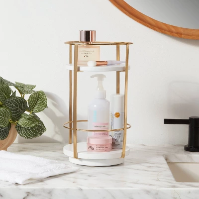 10" X 5.7" Round Metal Countertop Turntable Brass - Brightroomâ˘