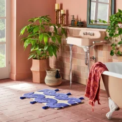 Concentric Wave Blue Bath Rug Blue - Opalhouse⢠Designed With Jungalowâ˘