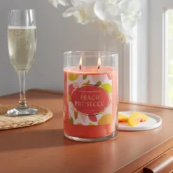 21.5oz Lidded Glass Jar 2-Wick Candle Peach Prosecco - Opalhouseâ˘