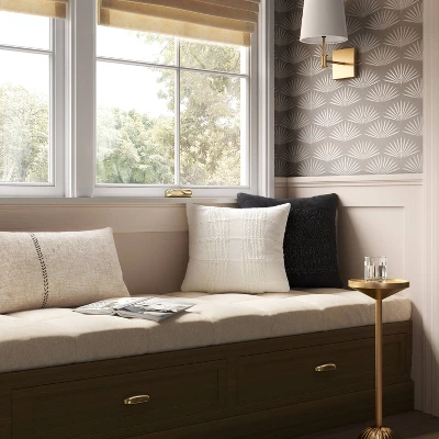 Oversized Stitched Lumbar Throw Pillow Neutral - Thresholdâ˘