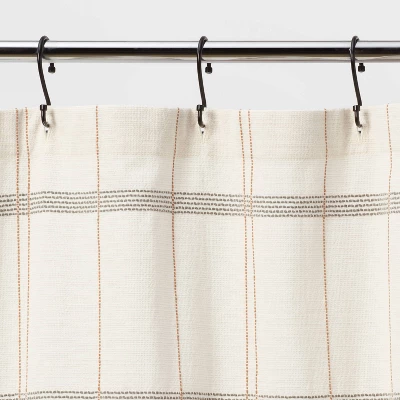 Woven Modern Plaid Shower Curtain Ivory - Threshold⢠- Image 2